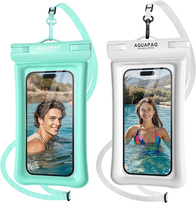 NEPHI IP68 Waterproof Phone Pouch 2 Pack-Up to 8.0"，Adjustable Neck Lanyard by IPX68WaterproofPhonePouch