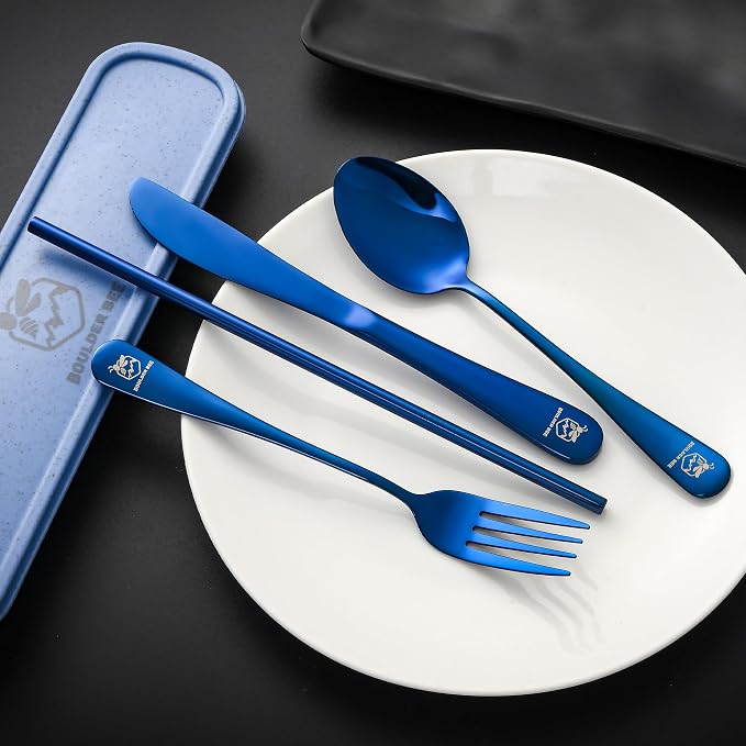 Boulder Bee | Travel Utensils Set | Reusable Camping Cutlery Set | Stainless - Image 2