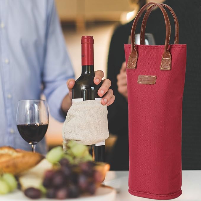 ZORMY Single Bottle Insulated Wine Tote, 1 Bottle Wine Carrier Bag Padded Wine - Image 6