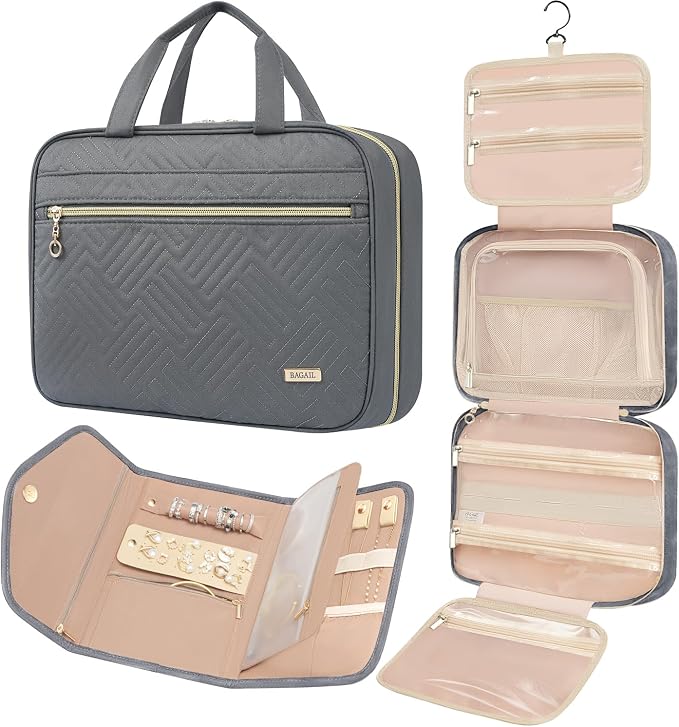 BAGAIL Hanging Toiletry Bag for Women Water-resistant Cosmetic Bag Large by BAGAIL