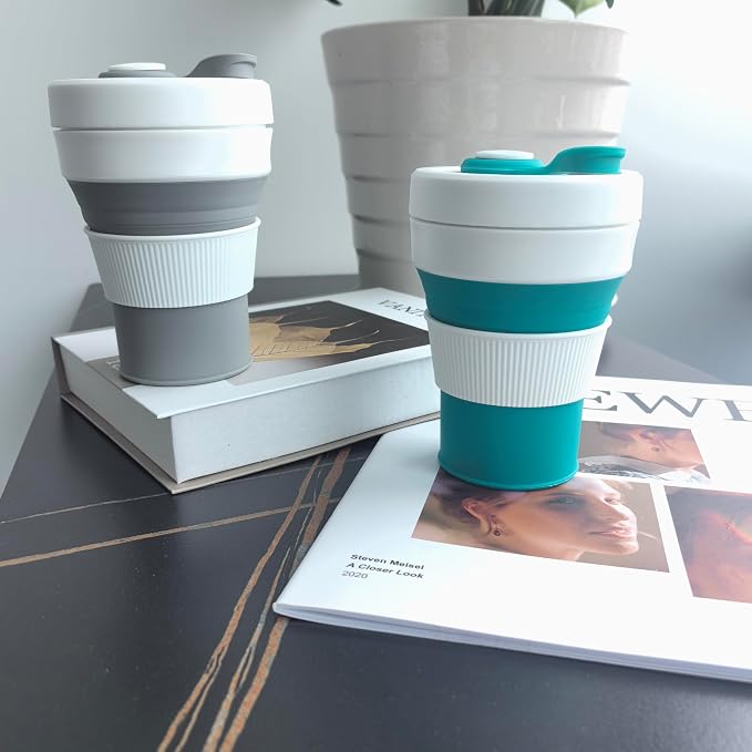 Silicone Collapsible Travel Mug Gray 15oz / 450ml - Image 6
