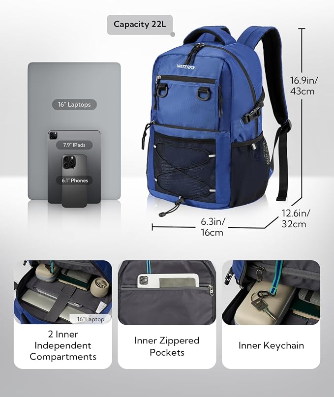 WATERFLY Travel Hiking Casual Backpack: 22L Lightweight Everyday Outdoor City - Image 3