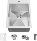 15 x 20 Inch Drop In Kitchen Bar Sink, Small Kitchen Sink Single Bowl Topmount by Kadorer