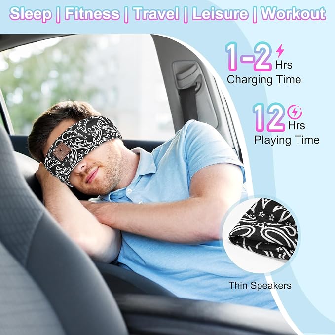 2-Pack Sleeping Headphones, Wireless Bluetooth Headband - Image 6