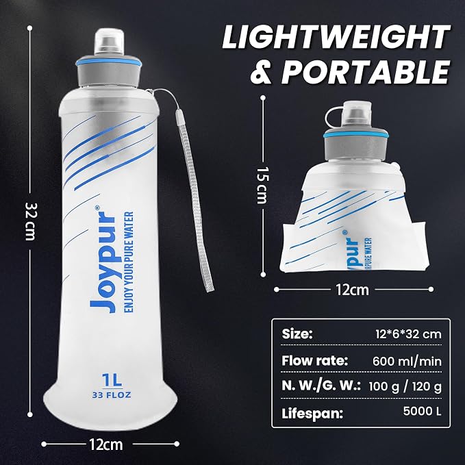 Collapsible Water Bottle with Filter - 1L Squeeze Water Filtered Bottle Camping - Image 8
