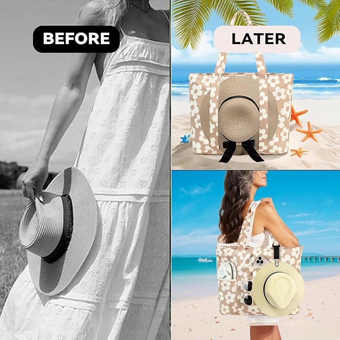 LEDAOU Beach Bags for Women, Beach Bags Waterproof Sandproof, Packable Beach - Image 2