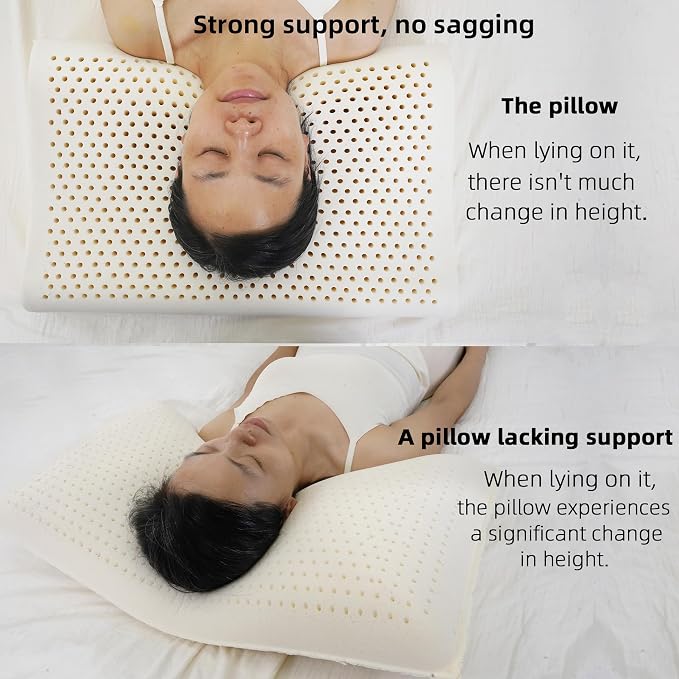 Ultra Thin Nature Latex Foam Pillow-Bouncy Yet Sturdy Soft and Supportive，Ultra - Image 4