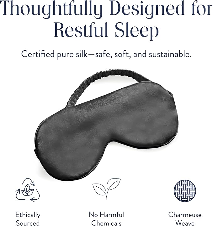 Brooklinen Silk Eye Mask for Sleeping – Carbon Grey, 100% Mulberry Silk Sleep - Image 3