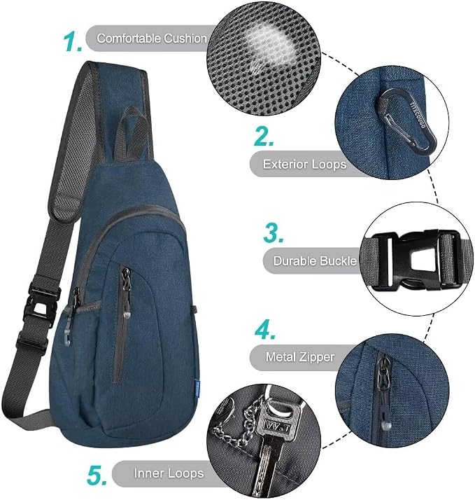 TITECOUGO Small Sling Bag, Lightweight Crossbody Backpack - Image 5