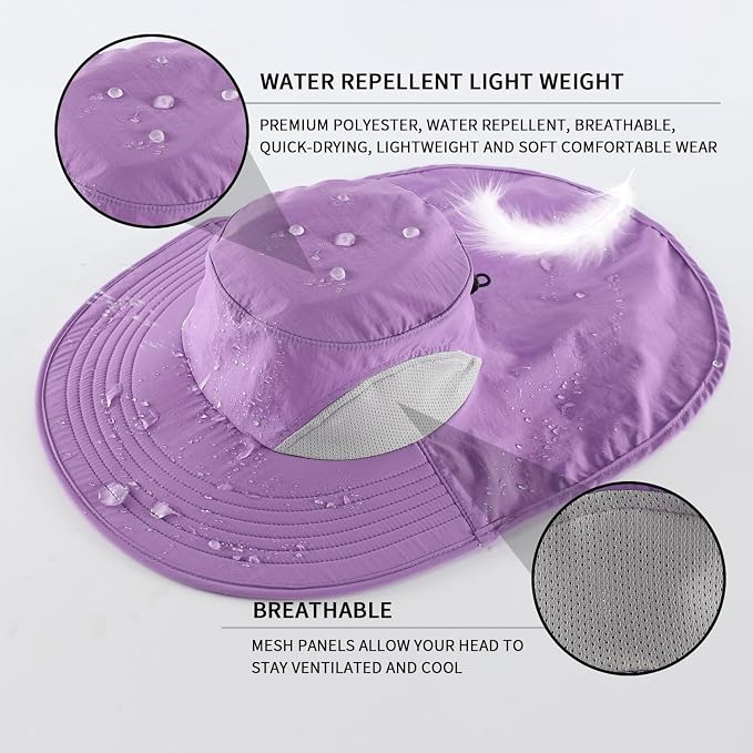 Home Prefer Outdoor UPF50+ Sun Hat Wide Brim Mesh Fishing Hat - Image 3