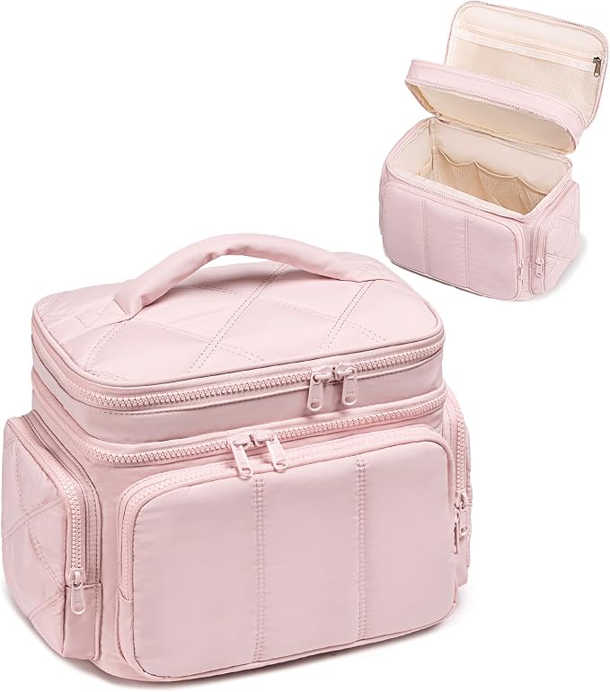 LEDAOU Toiletry Bag for Women, Quilted Travel Makeup Bag Organizer by LEDAOU