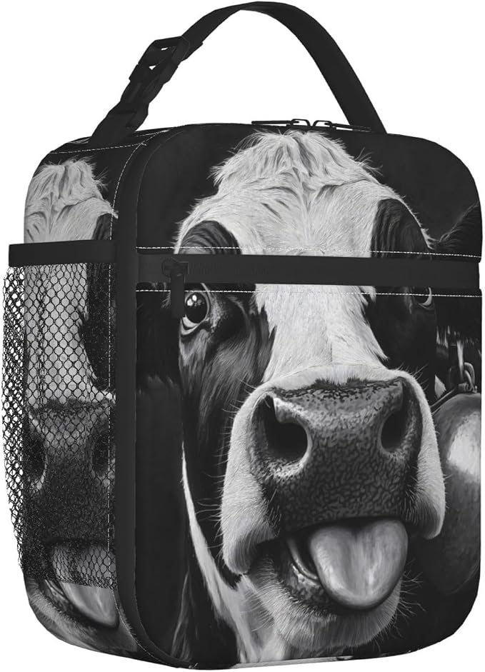 Cow Insulated Lunch Box for Women Men Cow Lunch Bag for Travel, or Fishing - Image 2