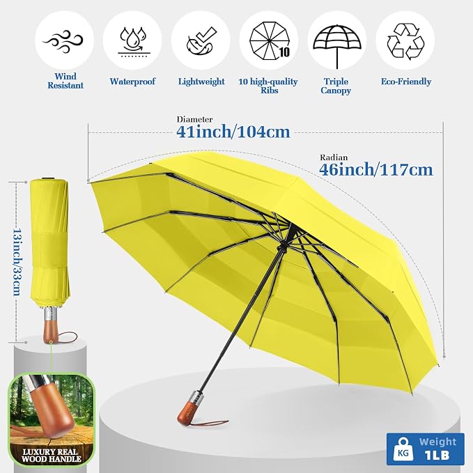 3T Wind Armor Travel Umbrella Compact Easy Auto Open Close Folding Umbrellas - Image 5