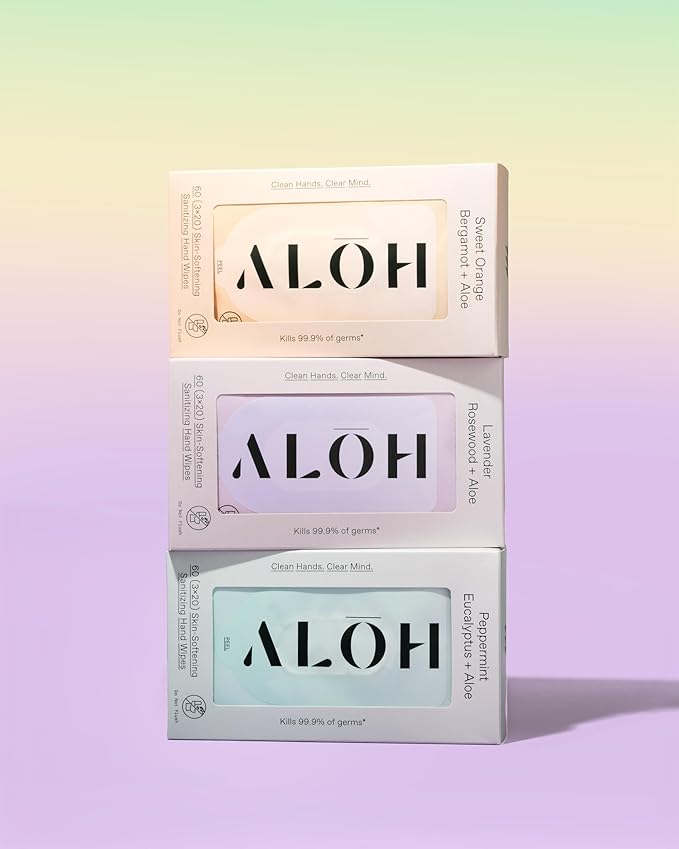 ALŌH Sweet Orange Bergamot + Aloe Sanitizing Hand Wipes - Image 8