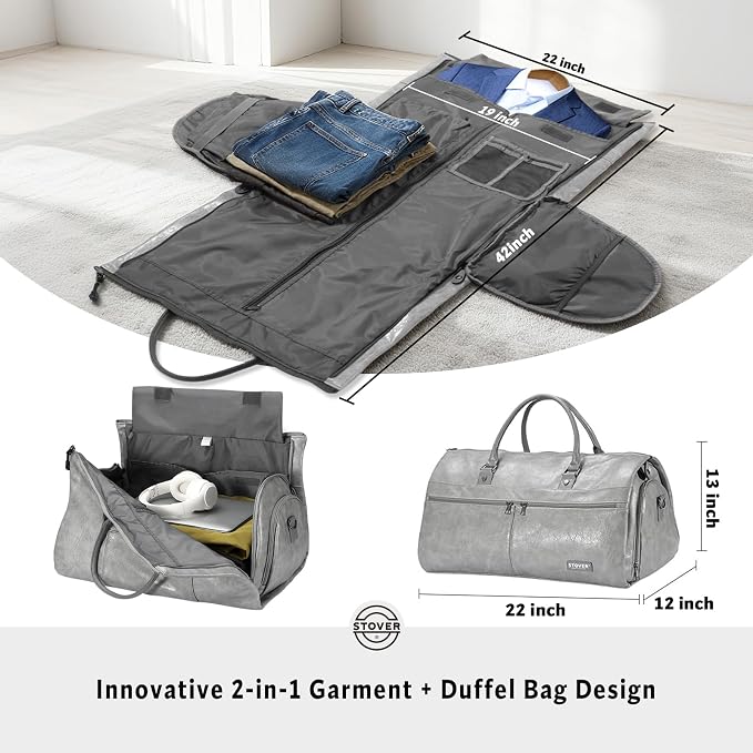 STOVER Garment Travel Duffle Bag, Large 2-in-1 Convertible Carry-on Luggage - Image 2