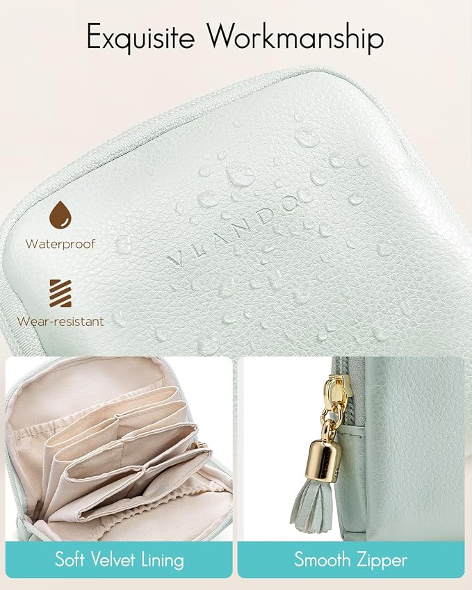Vlando Small Jewelry Travel Case, Jewelry Pouch Bags - Image 4