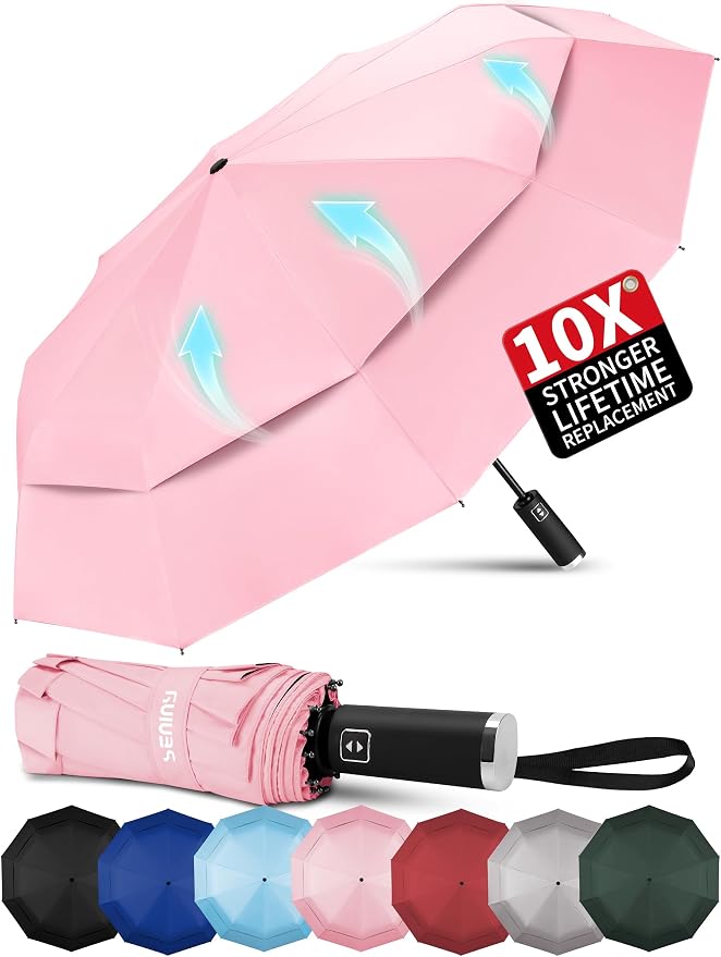 Seniny Windproof Travel Umbrella, Double Vented Canopy Large Umbrellas by Seniny