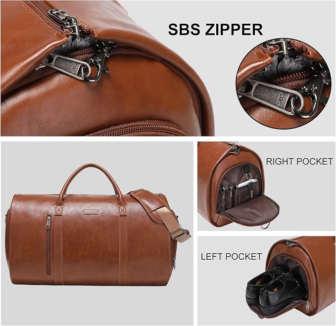 Leather Garment Bag for Travel, Modoker Carry On Travel Bag - Image 4