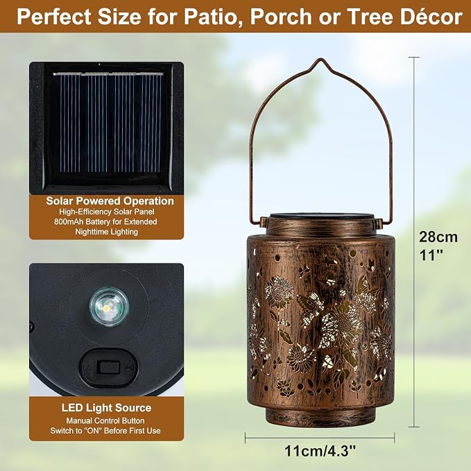 Hanging Solar Lanterns for Outside Sunflower and Butterfly Decorative Lights - Image 4
