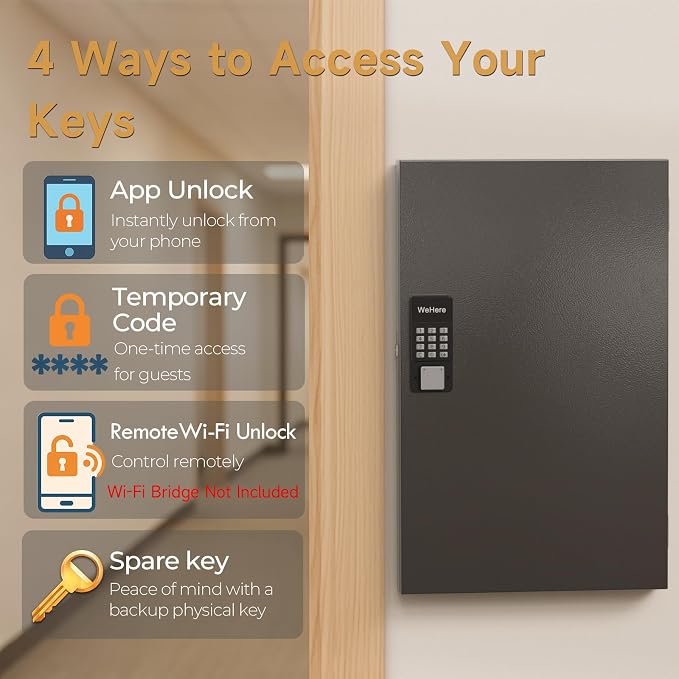 96 Key Lock Box Wall Mount, Key Cabinet Organizer use One Time Password - Image 3