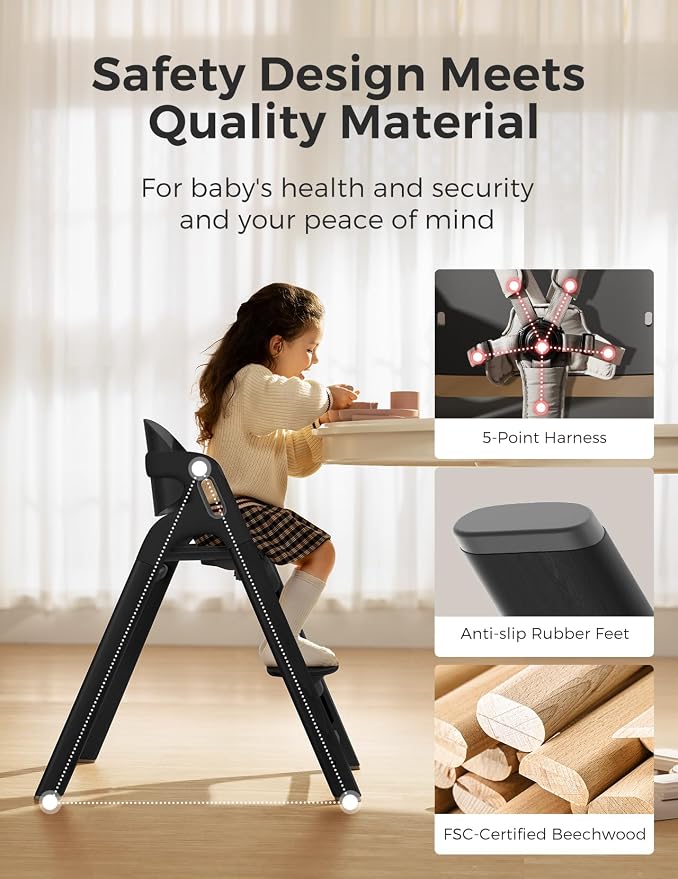 Momcozy DinerPal Wooden High Chair - Image 2