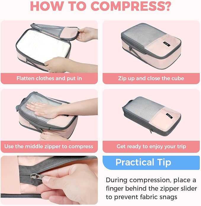 BAGAIL 6 Set/4 Set Lightweight Compression Packing Cubes - Image 5