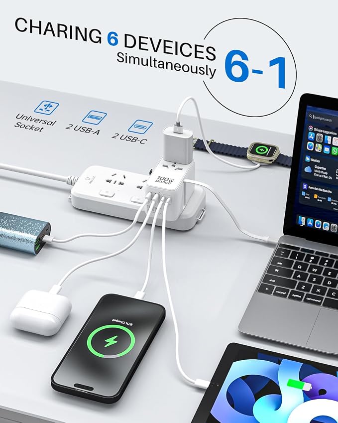 DOACE Universal Travel Adapter, 100W GaN 3.0 International Power Adapter - Image 3