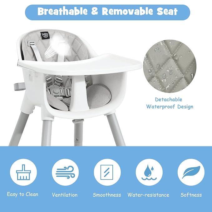 BABY JOY High Chair, 5 in 1 Convertible Highchair - Image 4