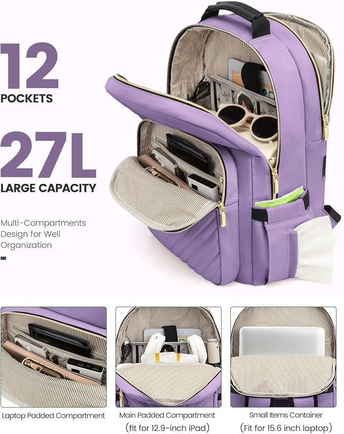 LOVEVOOK Laptop Backpack Purse for Women, Work Travel Computer Bags, College - Image 2