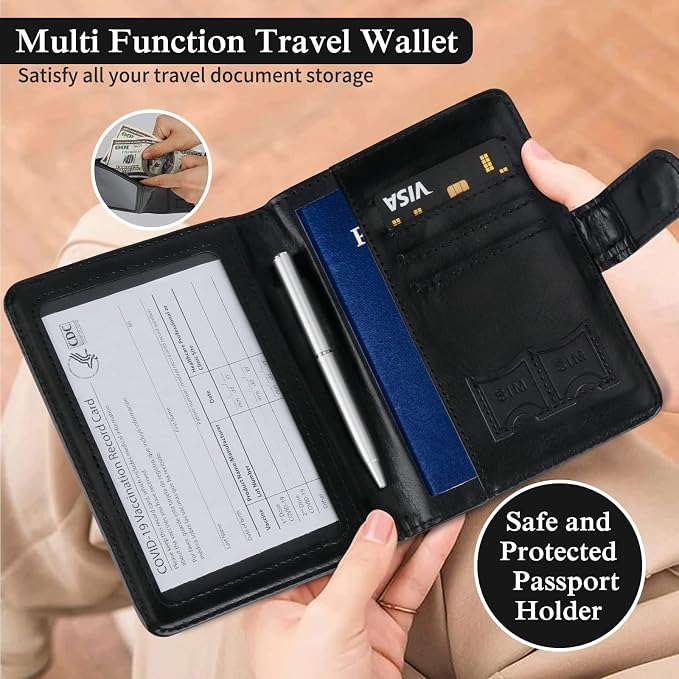 TIGARI Passport Holder for Travel Women Men, PU Leather Waterproof RFID - Image 2