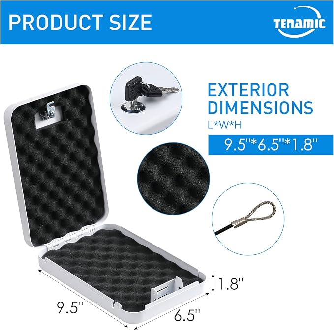 Tenamic Pistol Safe, Portable Travel Gun Safe, Solid Steel Handgun Lock Box - Image 2