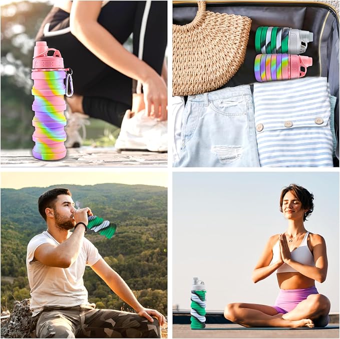 Collapsible Water Bottle for Adults, Reusable Silicone Foldable Water Bottles - Image 8