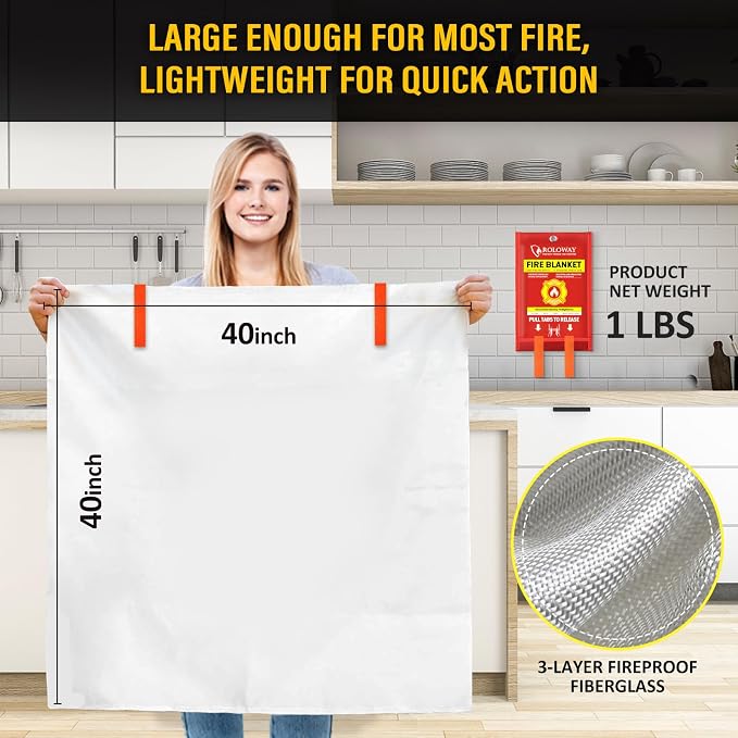 ROLOWAY Emergency Fire Blanket for Home and Kitchen, Fire Blankets Emergency - Image 5