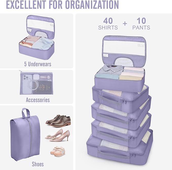Veken 10 Set Packing Cubes for Travel Essential, Suitcase Organizer Bags in 4 - Image 5