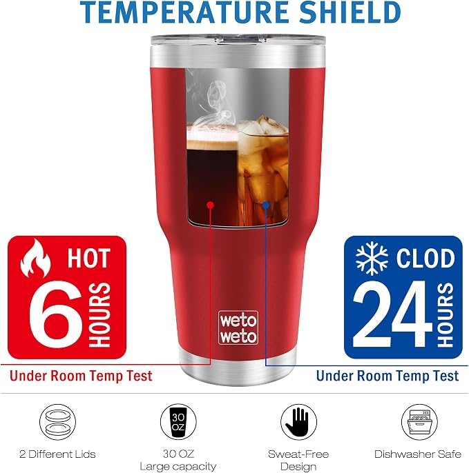 WETOWETO 30oz Tumbler, Stainless Steel Vacuum Insulated Water Coffee Tumbler Cup - Image 5