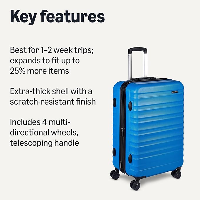 Amazon Basics 26" Hardside Medium Checked Luggage, Hardshell Suitcase - Image 2