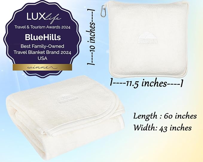 BlueHills Premium Soft Plush Travel Blanket Pillow - Image 3
