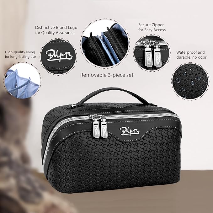 BOYATU Travel Makeup Bags for Women: 3-Set Large Capacity Make up Bags - Image 2