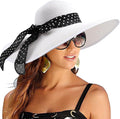 DRESHOW Beach Hats for Women Big Straw Wide Brim Summer Hat Floppy Foldable by DRESHOW