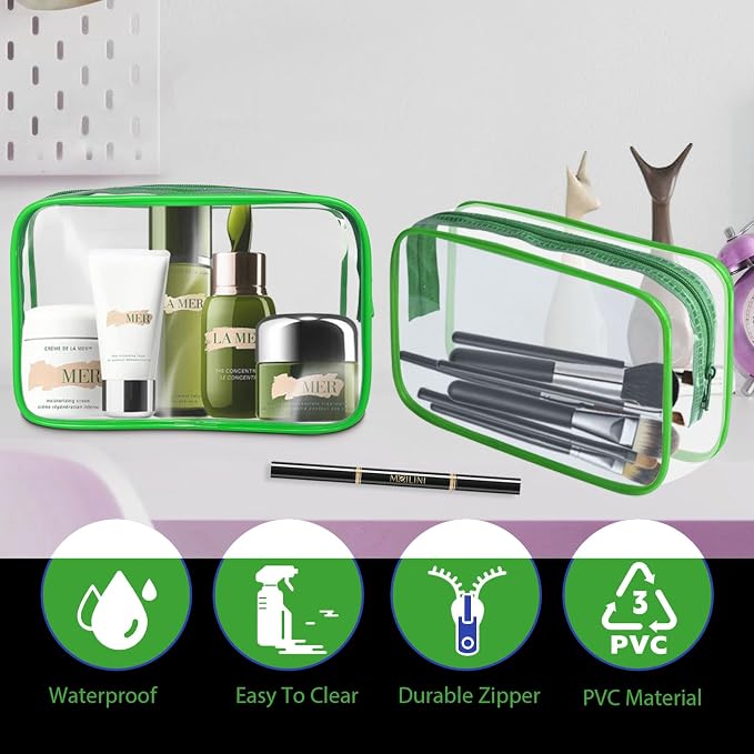 16 Pieces Clear Makeup Bag PVC Zippered Clear Toiletry Carry Pouch Portable - Image 7