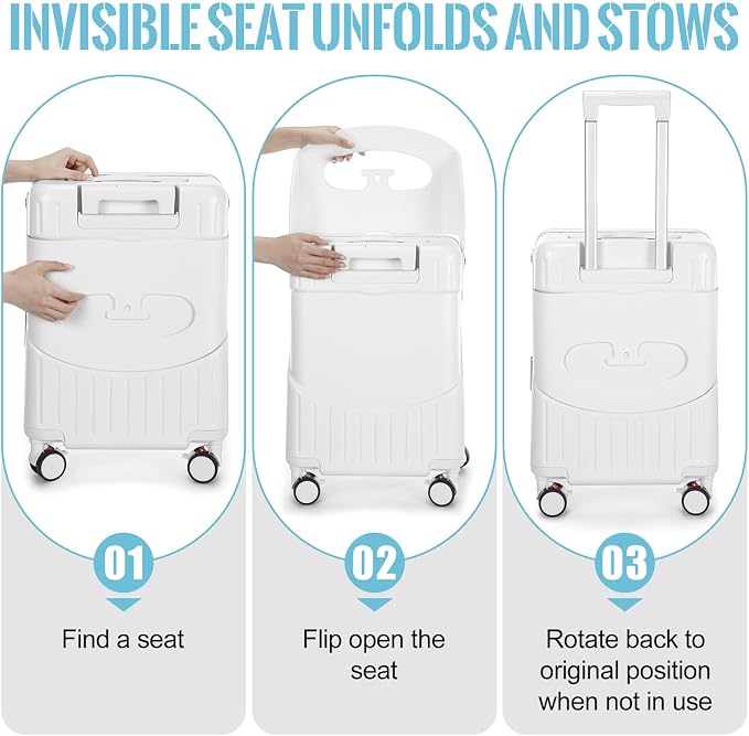 Carry on Luggage with Seat for Kids Expandable Ride on Suitcase with Spinner - Image 4