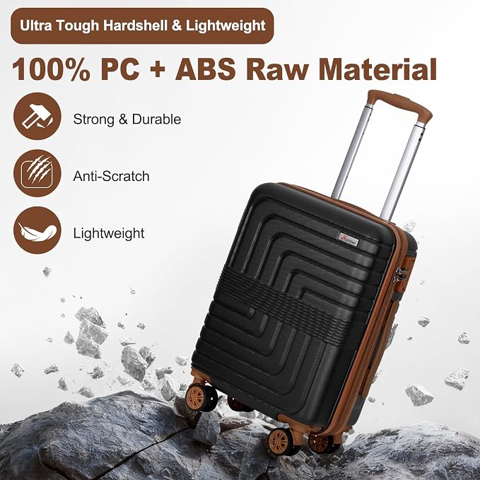 Romswi Expandable 20" Carry On Luggage, Hardshell Suitcase - Image 3