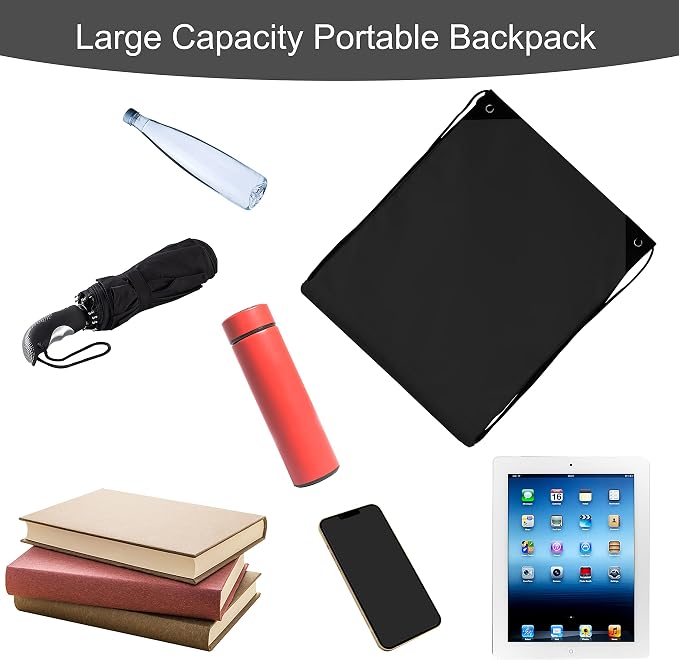 10Pcs Black Drawstring Backpack Bags Sack Pack Cinch Tote Sport Bulk Storage - Image 6