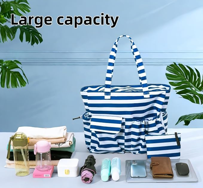 LEDAOU Large Beach Tote Bag Women Waterproof Sandproof Zipper Beach Tote Bag - Image 9