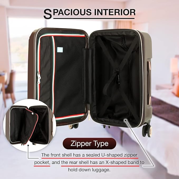 LEGEND WALKER Hardside Expandable Zipper Luggage, 5122-48-GR - Image 4