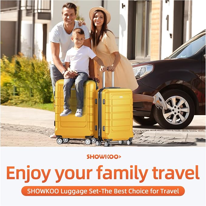 SHOWKOO Luggage Sets Expandable PC+ABS Durable Suitcase Sets Double Spinner - Image 2