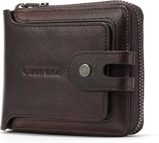Men's brand buckle driver's license zipper genuine leather wallet, large by Alwaysoneoptionfitforyou