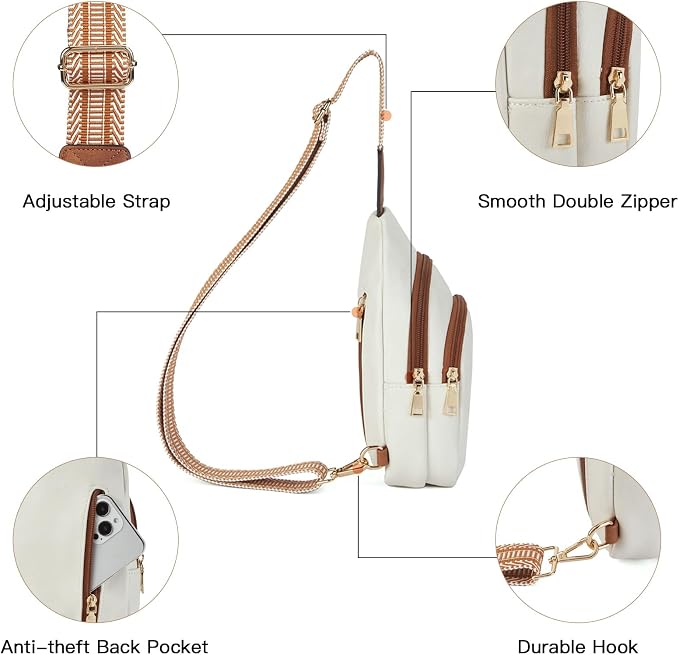 Telena Small Sling Bag for Women Leather Crossbody Fanny Packs Chest Bag for - Image 4