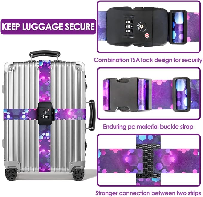 Adjustable Travel Luggage Strap Suitcase Belt Travel Bag Accessories 1.96 in W - Image 3