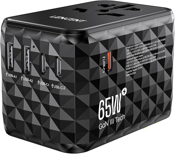LENCENT 65W GaN International Travel Adapter by LENCENT